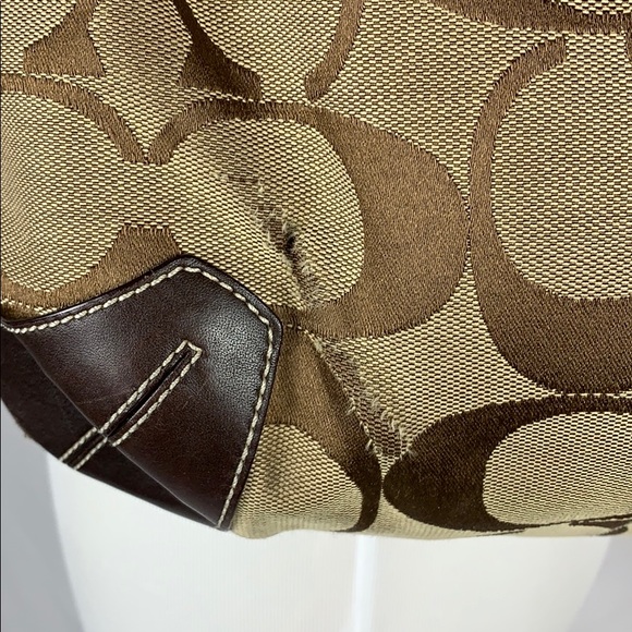 Vintage Lg Coach Sign. Canvas Hobo Shoulder Bag - Picture 4 of 10